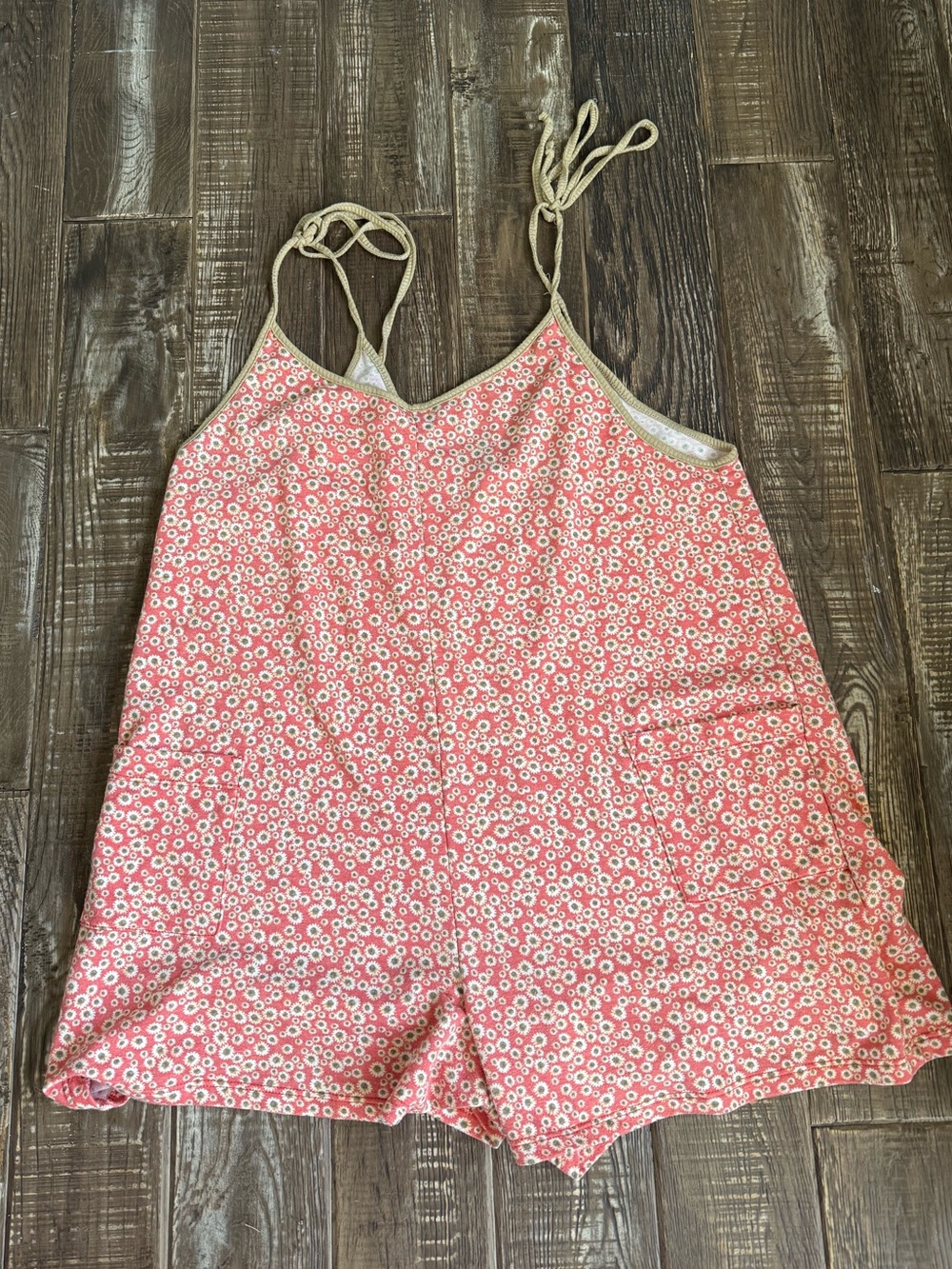 Pink Floral Tie-Strap Romper